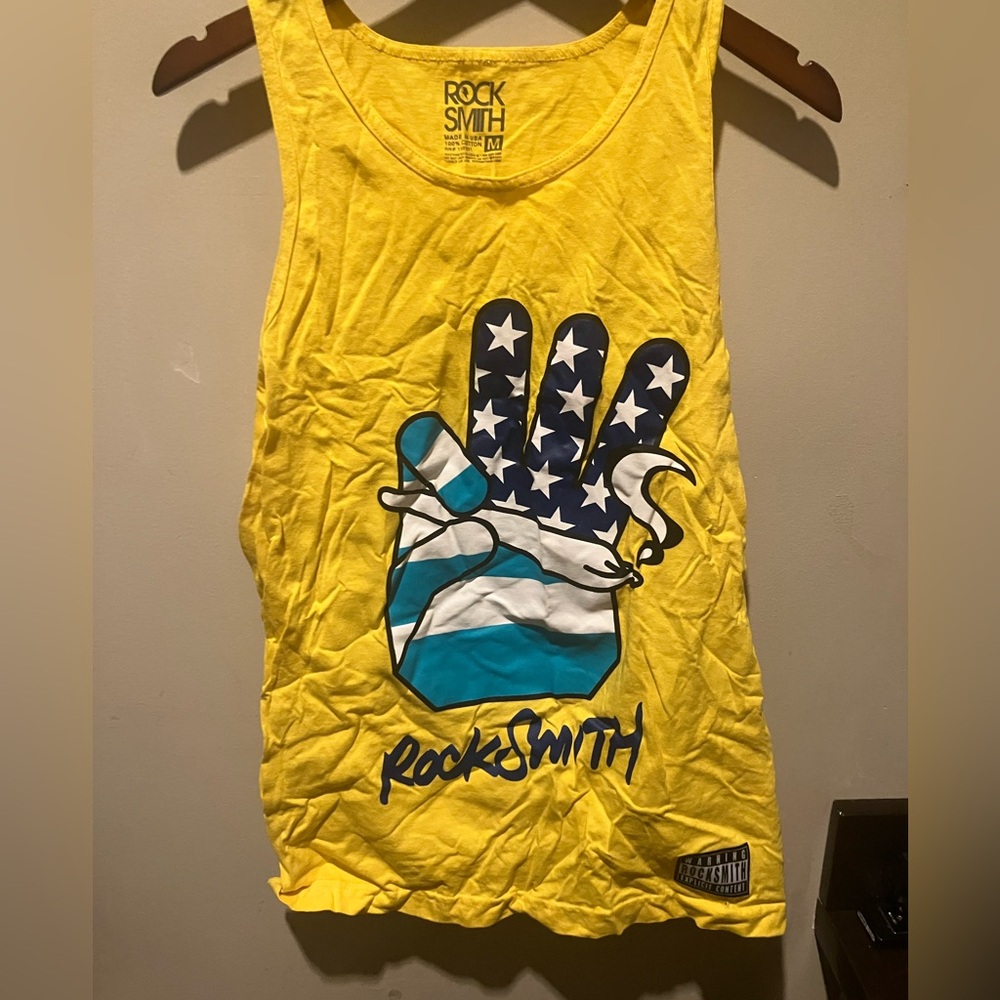 Rock Smith designer brand sleeveless tank top graphic smoking logo shirt medium